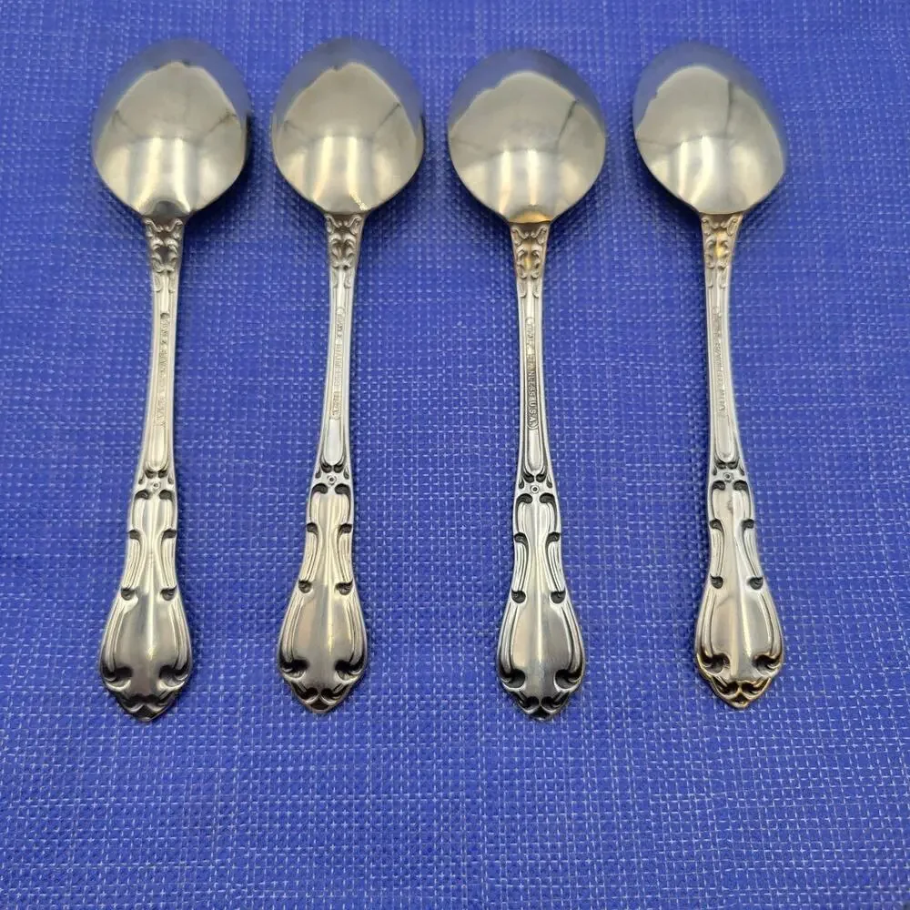 Set of 4 Towle Silver Merrimack Stainless Steel USA Teaspoon